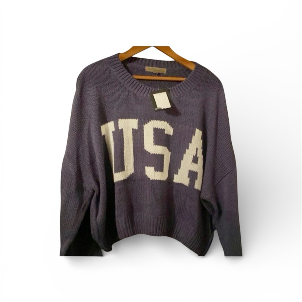 Grayson Threads Purple USA Crew Neck Sweater